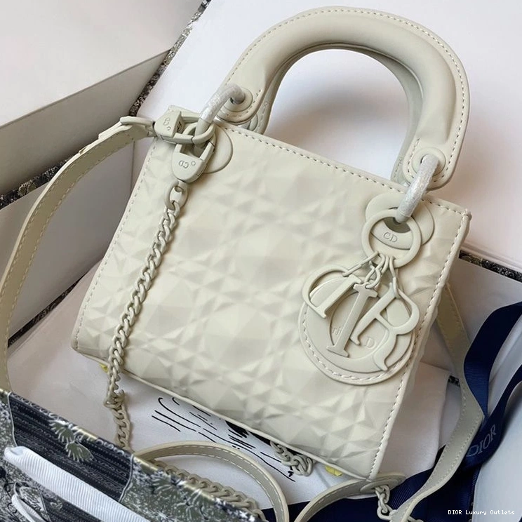 Cheap Mini Lady Frosted White Calfskin Ultramatte Cannage Bag Dior 0815 Luxury